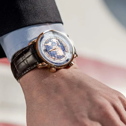 Vista 7 de Agelocer Reloj mecánico automático azul para hombre, de lujo, de acero inoxidable, con correa de cuero