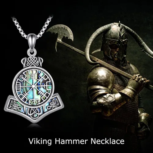 Vista 6 de YFN Collar vikingo de plata de ley con colgante de talismán nórdico Vegvisir, joyería vikinga, regalo gótico de bruja para mujeres y hombres