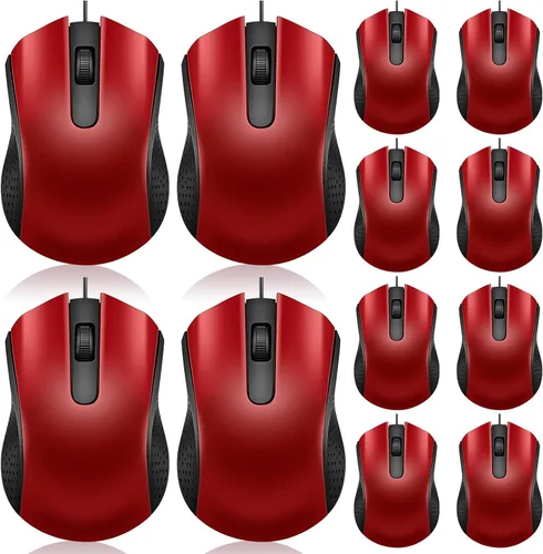 Vista 9 de Hoteam Ratón de computadora con cable, cable a granel, USB, mouse ergonómico con cable para PC, computadoras, portátiles, juegos, oficina, Negro