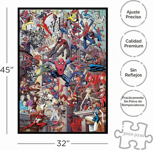 Vista 2 de AQUARIUS Marvel Spider-Man Heroes Puzzle (rompecabezas de 3000 piezas) – Mercancía y coleccionables con licencia oficial de Marvel Comics, sin