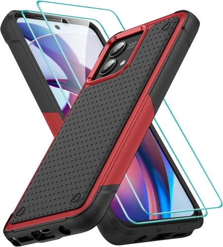 Vista 85 de Jeylly para Moto G Stylus 5G 2021 Funda con [2 Pack] Protector de Pantalla de Vidrio Templado, Protección Grado Militar Anti-Arañazos, Funda A
