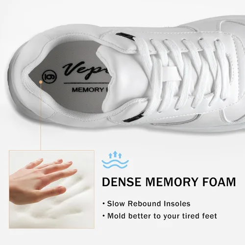 Vista 5 de Vepose 8001 - Tenis de moda para mujer, con cordones y soporte para el arco, zapatos de vestir para mujer