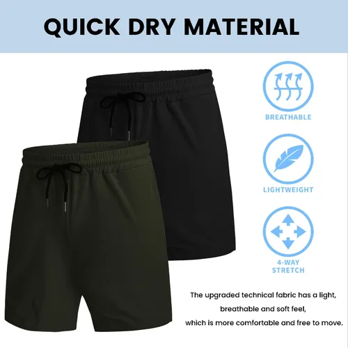 Vista 3 de COOFANDY - Paquete de 2pantalones cortos de entrenamiento para hombre, diseño con bolsillos, de secado rápido, para fisicoculturismo, levantamiento