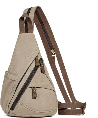 Vista 11 de KL928 Mochila de Lona Tipo Bandolera - Mochila Cruzada Pequeña para Hombro, Mochila Informal Diurna, Mochila para Hombre y Mujer (Versión Grande)