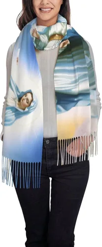 Vista 2 de VEIZKUO Borlas suaves bufandas chales envolventes bufandas ligeras, chales grandes y envolturas para vestidos de noche, decoración de fiesta