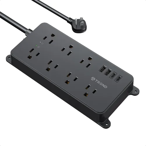 Vista 29 de TROND Regleta protectora contra sobretensiones, cable de extensión de 3 pies de enchufe plano, 5 tomas de corriente ampliamente espaciadas con 2 USB