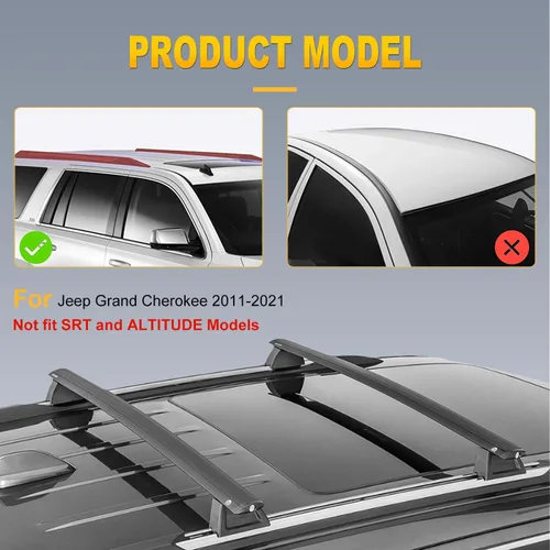 Vista 3 de Barra transversal OCPTY para Jeep Grand Cherokee 2011-2021 with Grooved Side Rails Aluminum Luggage Racks For Rooftop Cargo