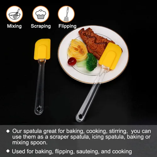 Vista 6 de uxcell Espátula de silicona flexible, resistente al calor, antiarañazos, antiadherente, raspador para cocinar, hornear, amarillo