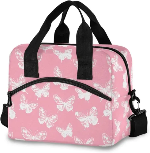 Vista 19 de Lonchera con estampado azteca, lonchera de gran capacidad para hombres y mujeres, bolsa cruzada aislada para el almuerzo reutilizable