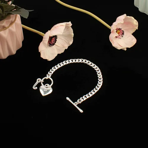 Vista 6 de IVYRISE Pulsera con dije de corazón de amor para mujeres, adolescentes y niñas, chapada en plata de ley 925, pulseras de cadena de eslabones