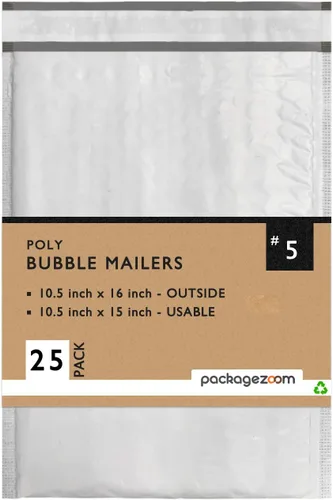 Vista 13 de PackageZoom 50 sobres acolchados de burbujas de polietileno de 4 x 8 pulgadas, sobres de envío #000, 2.5 mil