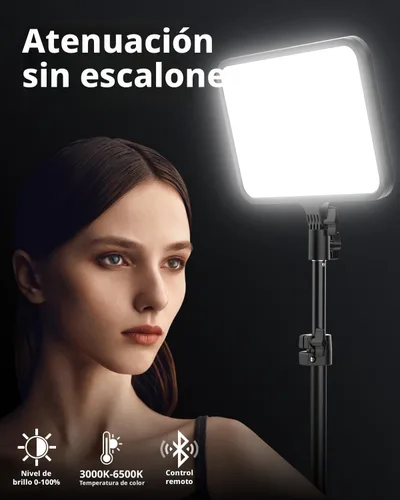 Vista 3 de UBeesize Kit de luz de video LED, iluminación de fotografía, luces de estudio de 13 pulgadas con soporte de trípode de 65 pulgadas y soportes