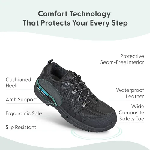 Vista 4 de Orthofeet Zapatos ortopédicos de trabajo de dolomita de cuero para hombre