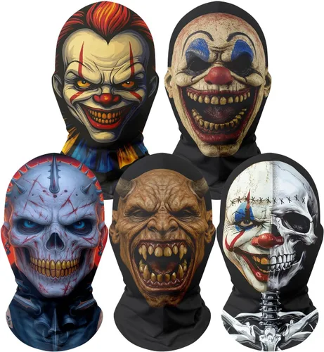 Vista 10 de Paquete de 5 pasamontañas transpirables de malla 3D para Halloween