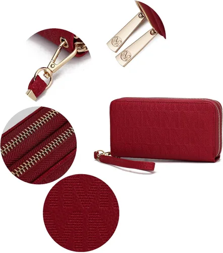 Vista 6 de MKF Collection Mia K - Cartera de pulsera para mujer, pequeña cartera de cuero vegano para tarjetas de crédito con cremallera y bolsillo