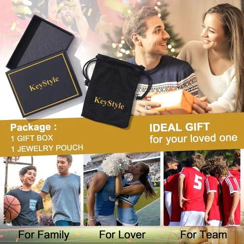 Vista 9 de GoldChic - Collar con letra inicial para hombre, de acero inoxidable, collar de iniciales grandes para deportistas y atletas, colgante del alfabeto