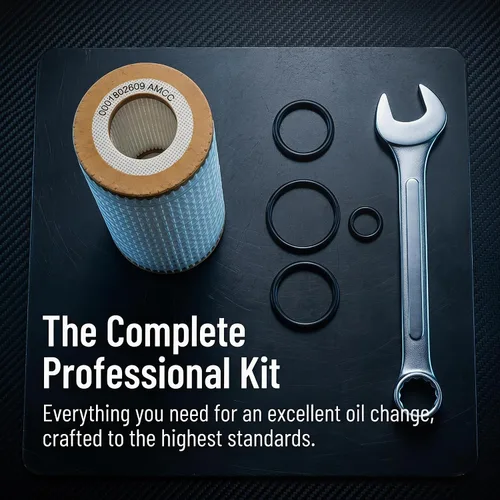 Vista 5 de Filtro de aceite AMCC compatible con M272, M273, M112, M113, reemplaza: 0001802609 Compatible con Mercedes-Benz C230/240/250/280/300/32