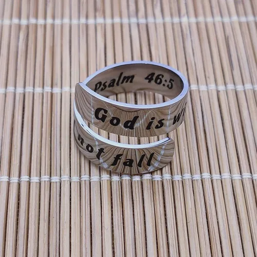 Vista 10 de HOFOYA Anillos inspiradores ajustables de acero inoxidable, anillos de grabado, joyería motivacional, graduación, San Valentín, regalos