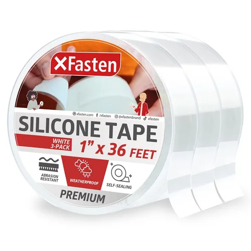 Vista 10 de XFasten - Cinta de silicona autofusible de 1 pulgada x 10 pies, de fontanería, cinta impermeable de sellado de fugas, goma gruesa para tuberías