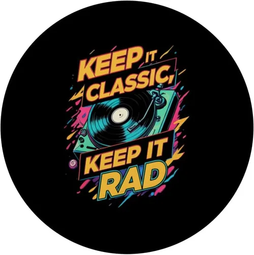 Vista 3 de Keep It Classic Rad Turntable Record Player Retro Music PopSockets Adhesive PopGrip