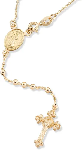 Vista 4 de Miabella Cadena de plata de ley 925 o oro amarillo de 18 quilates sobre plata, rosario italiano con cruz en Y para mujeres y hombres, Plata
