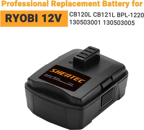 Vista 2 de Shentec Paquete de 2 baterías de 3.0Ah 12V compatibles con RYOBI CB120L CB121L BPL-1220 130503001 130503005, batería de litio de 12 V