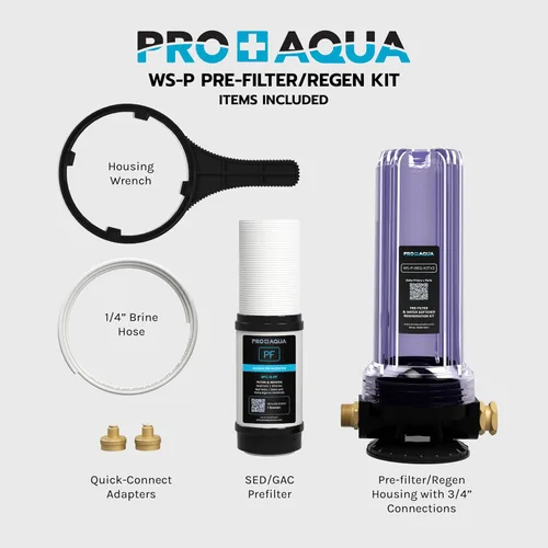 Vista 3 de PRO+AQUA Kit de regeneración/filtración de 2 etapas para ablandadores de agua portátiles, elimina cloro, mal sabor, olores, sedimentos, bacterias