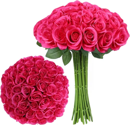 Vista 25 de LVEFIT - 12 rosas artificiales de otoño para decoración de otoño Beige