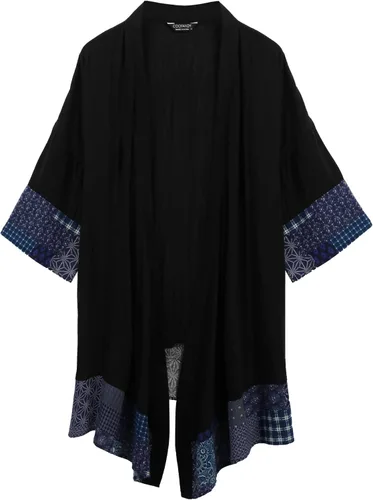 Vista 4 de COOFANDY Cárdigan de algodón con cuello de chal con volantes para hombre cárdigan largo tipo kimono
