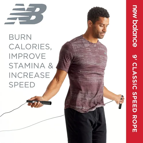 Vista 3 de New Balance Cuerda de velocidad clásica, cuerda de salto para fitness, entrenamiento de cuerpo completo, ligera, sin enredos, portátil y ajustable