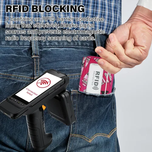 Vista 42 de Tarjetero RFID de bolsillo con ventana para ID, piel genuina, S, Negro