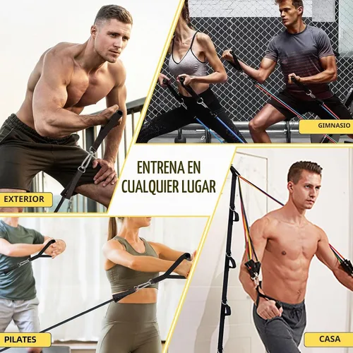 Vista 8 de KANGFITER Correa de anclaje de puerta y bandas de resistencia para entrenar con asas, equipo de entrenamiento de fuerza, bandas de ejercicio