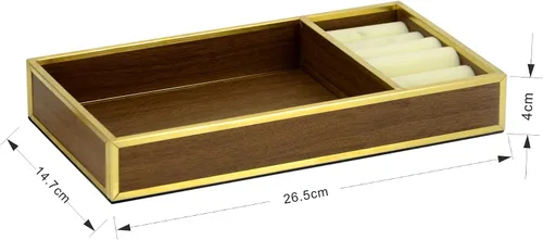 Vista 5 de KEZNGUU Bandeja de valet de cuero para hombres con almacenamiento de anillos, organizador de mesita de noche de 10 pulgadas, pequeña bandeja EDC