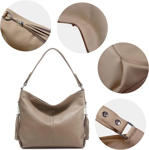 Vista 71 de Moda suave cuero genuino borla mujer bolso señoras hombro mensajero hobo bolso