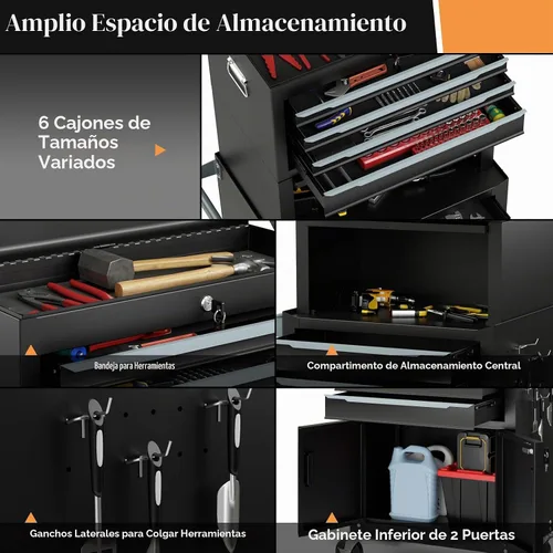 Vista 5 de IRONMAX Cofre de herramientas de acero 3 en 1, 6 cajones y compartimento