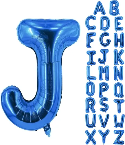 Vista 76 de Globos de letras azules de 40 pulgadas, globo grande del alfabeto de aluminio de Mylar para decoración de cumpleaños, boda, aniversario, graduación