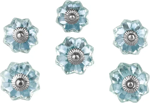 Vista 21 de Indian Shelf Paquete de 6 manijas de cristal vintage con flores de caléndula ámbar y diseño elegante para cajones