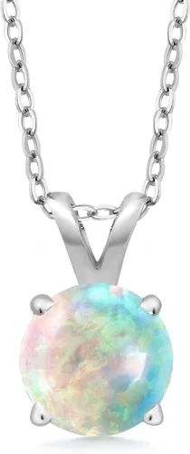 Vista 67 de Gem Stone King Collar con colgante solitario de plata de ley 925 de 0.236 in con piedra natal redonda Collar de 4 puntas para mujer Con cadena