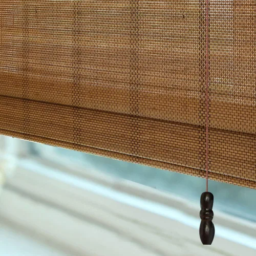 Vista 2 de LETAU Cortinas romanas de bambú para ventana, de arriba hacia abajo, abajo hacia arriba, de madera, filtrado de luz de bambú, patrón 1