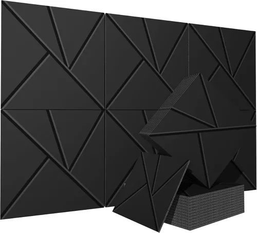 Vista 11 de Paquete de 15 paneles de espuma a prueba de sonido para paredes, paneles acústicos de 12 x 12 x 0.35 pulgadas, paneles de absorción de sonido