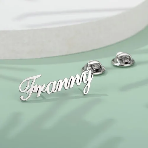 Vista 6 de LongLiter - Broches de nombre personalizados, con inicial, broche de nombre, Alfiler para regalo, bodas, insignias para mujeres, hombres, joyas