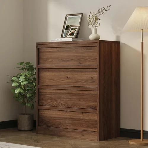 Vista 19 de Garvee Cómoda 4 para dormitorio, cómoda de 39.3 pulgadas de alto, cajón vertical independiente con almacenamiento, almacenamiento de madera