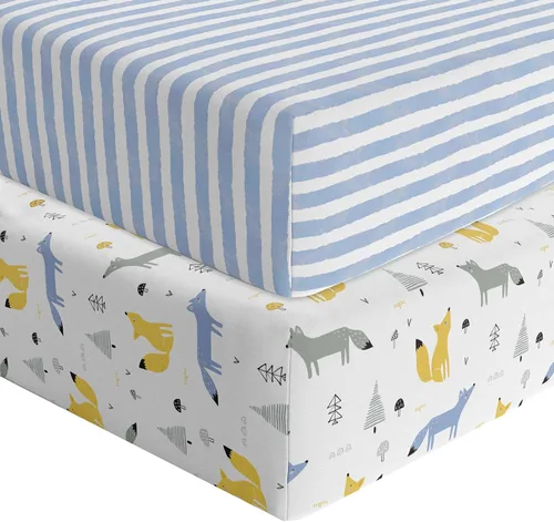 Vista 12 de Featherhead™ Paquete de 2 sábanas bajeras para moisés para bebé niño y niña, 100% algodón de jersey, 16 x 32 pulgadas, ajuste universal para colchón
