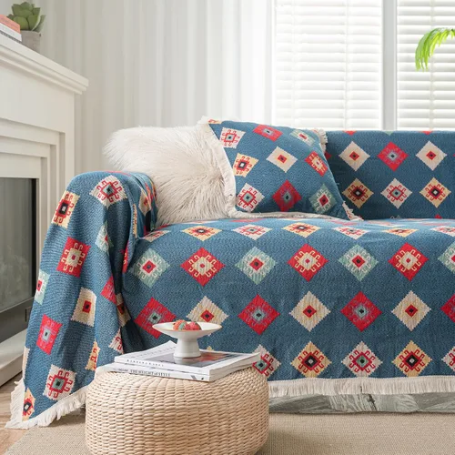 Vista 11 de vctops Fundas de sofá jacquard vintage para sofá seccional patrón de pájaros funda de sofá con flecos para perros fundas de sofá de dos plazas funda
