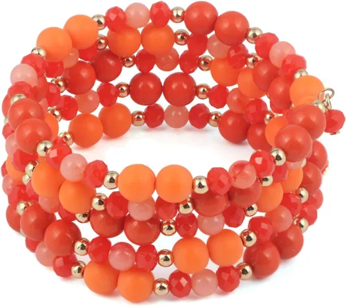 Vista 11 de Coiris Pulsera de cuentas amarillas de múltiples capas, pulsera ajustable para mujer BR1202