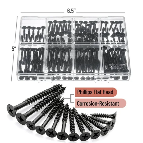 Vista 3 de Mr. Pen - Kit surtido de tornillos para madera, 152 piezas, negro, puntas Phillips, tornillos de madera surtidos, 6 tamaños