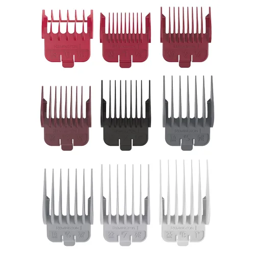 Vista 4 de Remington Easy Fade - Kit de corte de pelo para hombres, peines fijos cónicos y estándar, estuche de viaje incluido, color negro