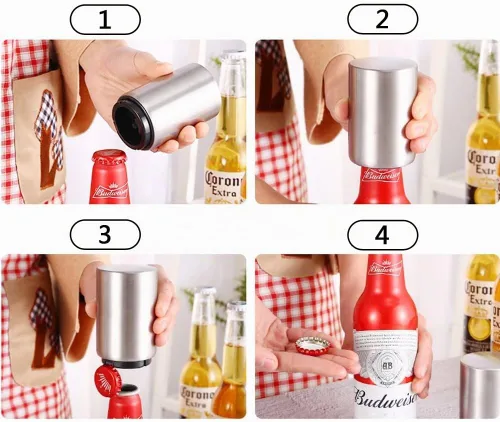 Vista 2 de Abrebotellas de cerveza Anbers con tapa magnética de acero inoxidable, 6
