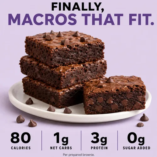Vista 4 de FitBake Keto - Mezcla para hornear de brownie de dulce de azúcar baja en carbohidratos 0.04 oz de carbohidratos netos por porción Sin azúcar