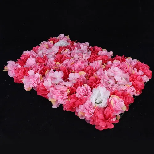 Vista 5 de 6 paneles de flores artificiales para pared, 24 x 16 pulgadas, flores artificiales de seda para decoración de escenario de boda, fiesta, decoración